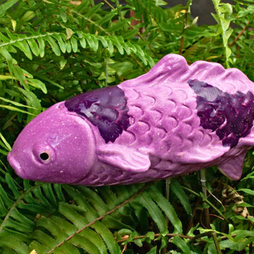 Taro purple ceramic koi garden stake