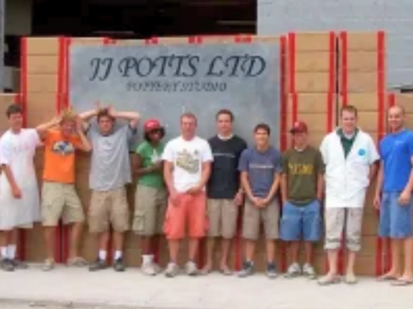 The early JJ Potts team in front of the JJ Potts LTD Pottery Studio